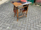 Antique English 1920s Bamboo Chinoserie Side Table