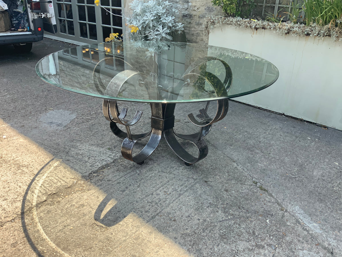 antique glass top dining table