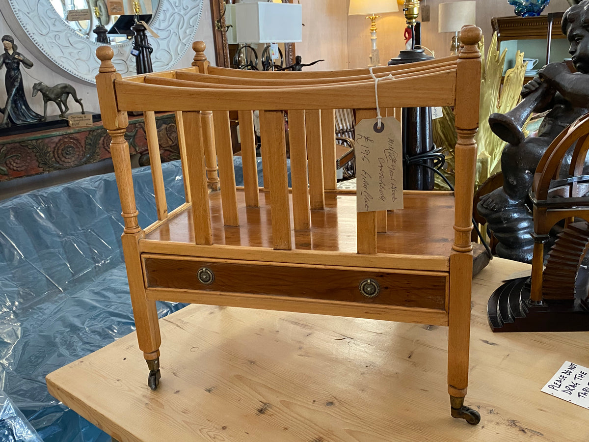 Vintage light wood magazine rack/canterbury – Burford Antiques
