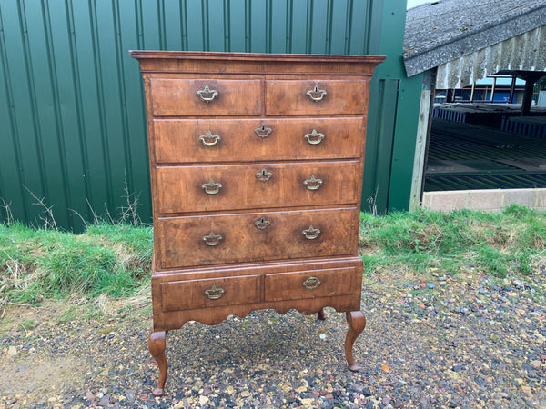 Antique English Walnut Chest on Stand