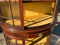 Large Antique Mahogany English Inlaid Half-Round Display Cabinet