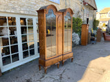 Antique English Walnut Double Dome Display Cabinet
