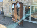 Antique English Walnut Double Dome Display Cabinet