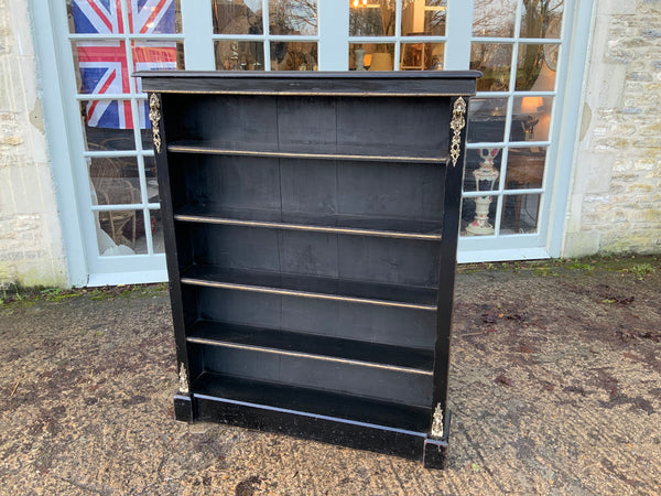 Antique English Ebonised Open Shelving/Bookcase