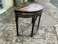 Antique Chinese Inlaid Demi Lune Hall Table