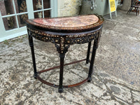 Antique Chinese Inlaid Demi Lune Hall Table