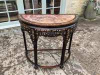 Antique Chinese Inlaid Demi Lune Hall Table