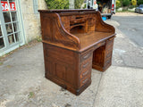 Large Antique English Oak Roll Top Desk