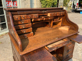 Large Antique English Oak Roll Top Desk
