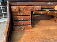 Large Antique English Oak Roll Top Desk