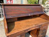 Large Antique English Oak Roll Top Desk