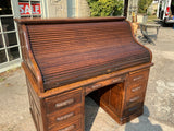 Large Antique English Oak Roll Top Desk