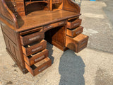 Large Antique English Oak Roll Top Desk