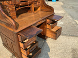 Large Antique English Oak Roll Top Desk
