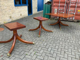 Vintage English Mahogany Three Pillar Table and Sixteen Chairs