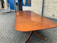 Vintage English Mahogany Three Pillar Table and Sixteen Chairs