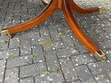 Vintage English Mahogany Three Pillar Table and Sixteen Chairs