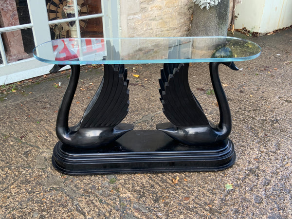 Mid-Century Black Swans Console Table