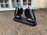 Mid-Century Black Swans Console Table