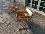 Mid-Century Pair of Wassily Style Leather and Chrome Armchairs