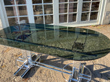 Mid-Century Italian Glass Dining Table with Six Chairs