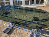 Mid-Century Italian Glass Dining Table with Six Chairs