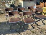Mid-Century Italian Glass Dining Table with Six Chairs