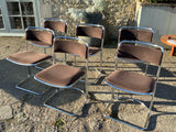 Mid-Century Italian Glass Dining Table with Six Chairs