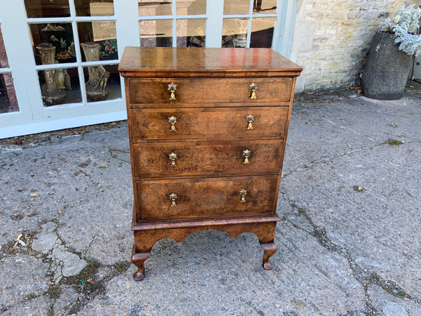 Antique English Walnut Chest on Stand