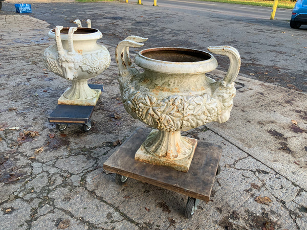 English Pair of Cast Iron Urns - Nineteenth Century
