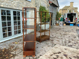 Mid century pair of campaign style shelving