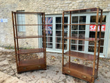 Mid century pair of campaign style shelving