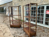 Mid century pair of campaign style shelving