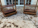 Mid century pair of campaign style shelving