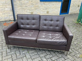 Vintage Two Seater Leather Sofa in Brown or Black