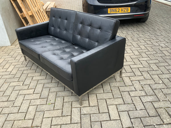 Vintage Two Seater Leather Sofa in Brown or Black