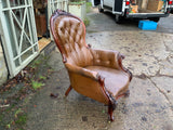 Antique English Mahogany Leather Armchair