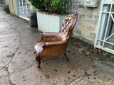 Antique English Mahogany Leather Armchair