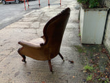 Antique English Mahogany Leather Armchair