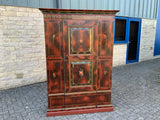 Antique Continental Polychrome Painted Cupboard