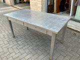 English Vintage Polished Aluminium Writing Table/ Desk