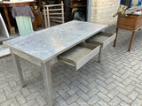 English Vintage Polished Aluminium Writing Table/ Desk