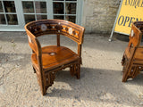 Antique Large Syrian Walnut Armchairs with Inlay