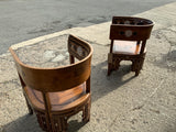 Antique Large Syrian Walnut Armchairs with Inlay