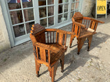 Antique Syrian Walnut Inlaid Pair of Armchairs