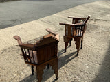 Antique Syrian Walnut Inlaid Pair of Armchairs
