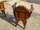 Antique Syrian Walnut Inlaid Pair of Armchairs