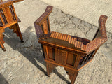 Antique Syrian Walnut Inlaid Pair of Armchairs
