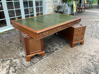 Antique English Mahogany Partners Pedestal Desk