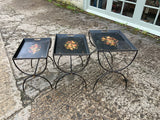 Antique English Metal Nest of three tables